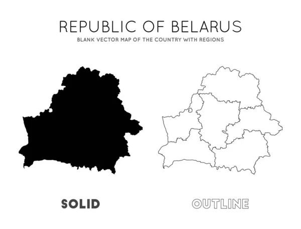 Bielorussia mappa Blank mappa vettoriale del Paese con le regioni Confini della Bielorussia per la tua infografica — Vettoriale Stock