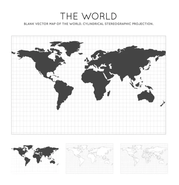 Map of The World Cylindrical stereographic projection Globe with latitude and longitude lines