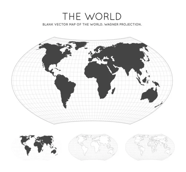 Карта проекции мира Вагнера Глобус с линиями широты и долготы Карта мира по меридианам — стоковый вектор