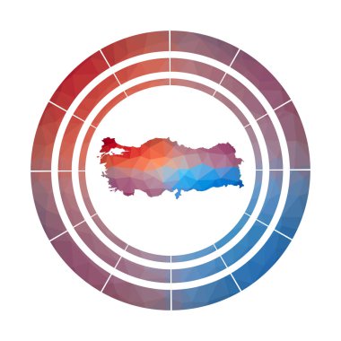 Türkiye 'de çok renkli Türkiye' nin düşük poli stili parlak logosu yuvarlak işareti