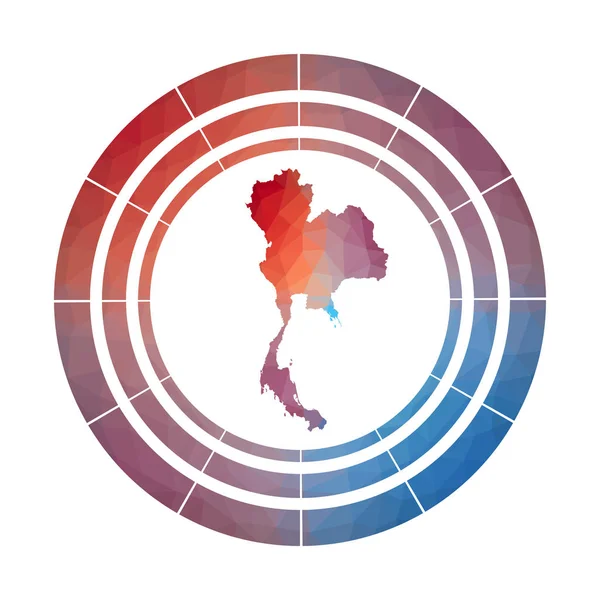 Insignia de Tailandia Bright gradiente logo del país en estilo polivinílico bajo Multicolor Tailandia redondeado — Vector de stock