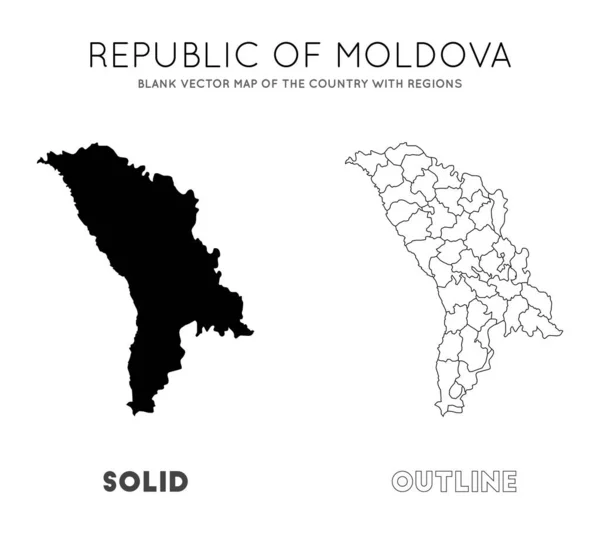 Moldavie carte vectorielle vierge du pays avec les régions Frontières de la Moldavie pour votre infographie — Image vectorielle