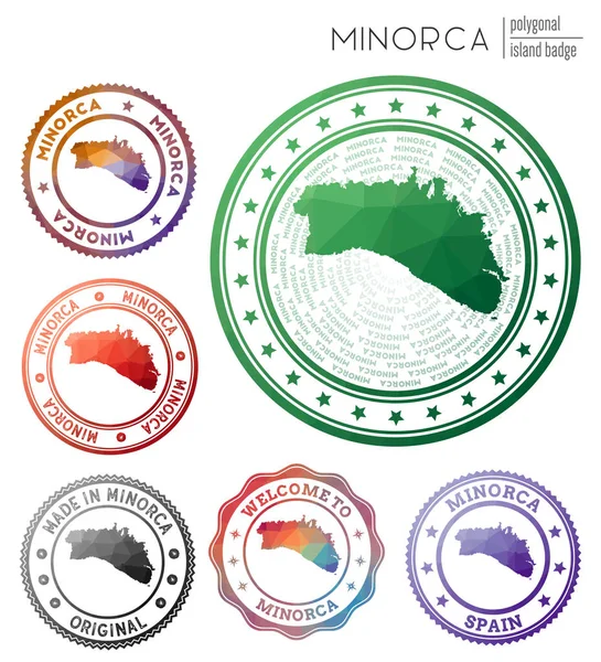 Insignia de Menorca Colorido símbolo de isla poligonal Multicolor geométrico Logotipos de Menorca conjunto Vector — Vector de stock