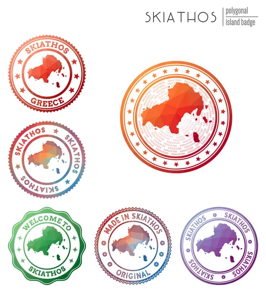 Insignia Skiathos Colorido símbolo poligonal isla Conjunto de logos de Skiathos geométricos multicolores Vector — Vector de stock