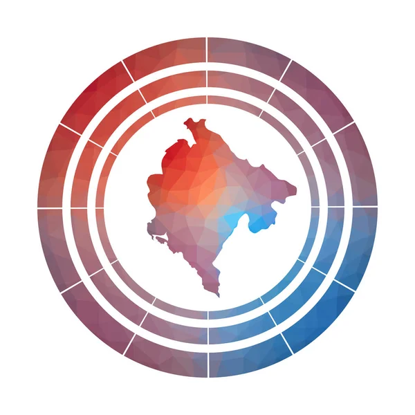 Distintivo Montenegro Logo sfumato luminoso del paese in stile poly basso Multicolore Montenegro arrotondato — Vettoriale Stock