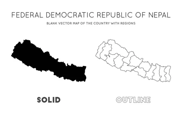 Карта Непала Пустая векторная карта страны с регионами Границы Непала для вашей инфографики — стоковый вектор