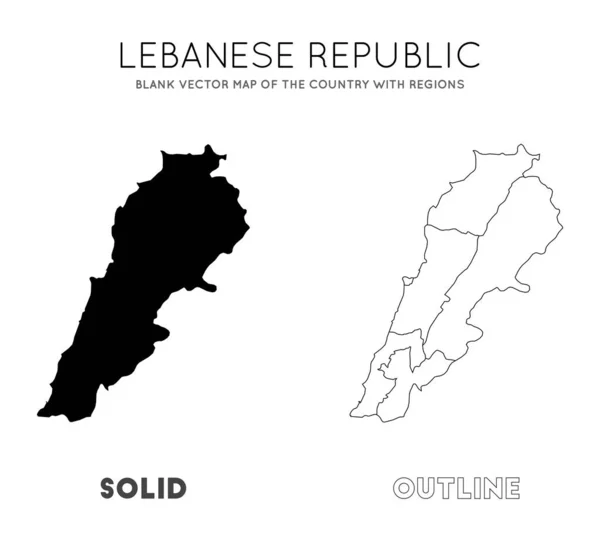 Libano mappa Blank vector map del Paese con le regioni Confini del Libano per la tua infografica — Vettoriale Stock