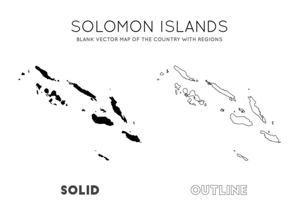 Соломонові острови карта порожня Векторна карта країни з регіонами кордонів Соломонових Островів для — стоковий вектор