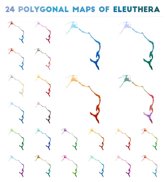 Eleuthera Parlak degrade ada düşük poli tarzı haritası vektör poligonal haritalar kümesi — Stok Vektör