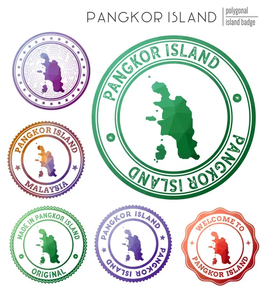 Insignia de la isla Pangkor Colorido símbolo de la isla poligonal Geométrico multicolor Logotipos de la isla Pangkor — Vector de stock