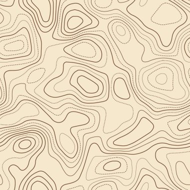 Kontur hatları Gerçek topografik harita Dikişli tasarım enerjik fayans izolines desen Vektör