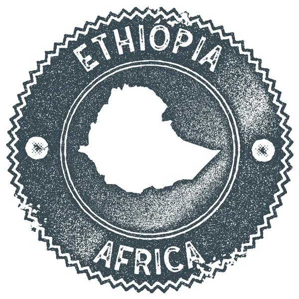 Etiopía mapa sello vintage Estilo retro etiqueta hecha a mano insignia o elemento para recuerdos de viaje oscuro — Vector de stock