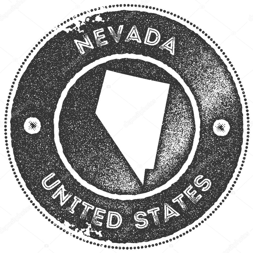 Nevada map vintage stamp. Retro style handmade label, badge or element for travel souvenirs. Dark grey rubber stamp with us state map silhouette. Vector illustration.