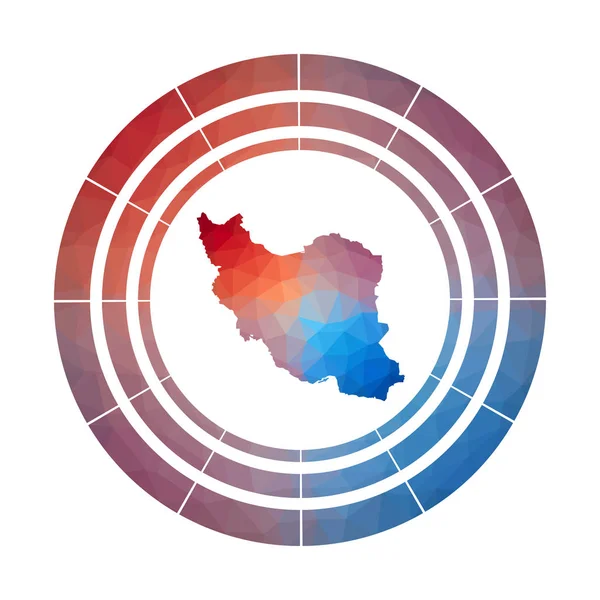 Iran badge Bright gradiënt logo van land in laag poly stijl veelkleurige Iran afgeronde teken met — Stockvector