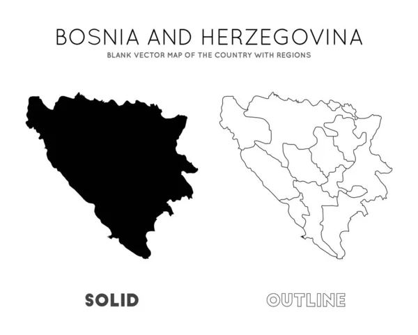 Βοσνία χάρτη κενός διανυσματικό χάρτη της χώρας με περιοχές σύνορα της Βοσνίας για το πληροφοριακό γραφικό σας — Διανυσματικό Αρχείο