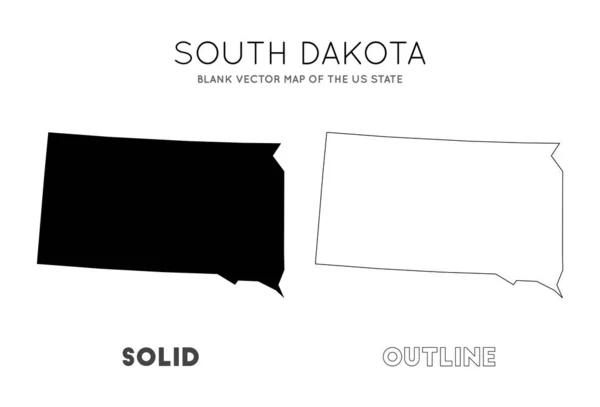 Mapa Jižní Dakota-prázdná Vektorová mapa amerického státního hranic Jižní Dakoty pro vaši infografiku — Stockový vektor
