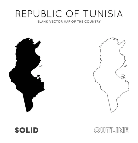 チュニジアマップあなたのインフォグラフィックベクトルのためのチュニジアの国境の空白ベクトルマップ — ストックベクタ