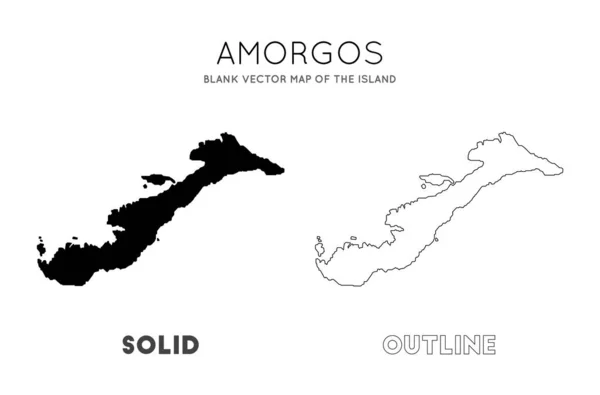 Mapa de Amorgos Mapa vectorial en blanco de las Fronteras de la Isla de Amorgos para su Vector de Infografía — Vector de stock