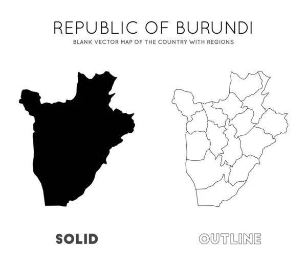 Burundi kaart leeg vectorkaart van het land met regio's grenzen van Burundi voor uw Infographic — Stockvector