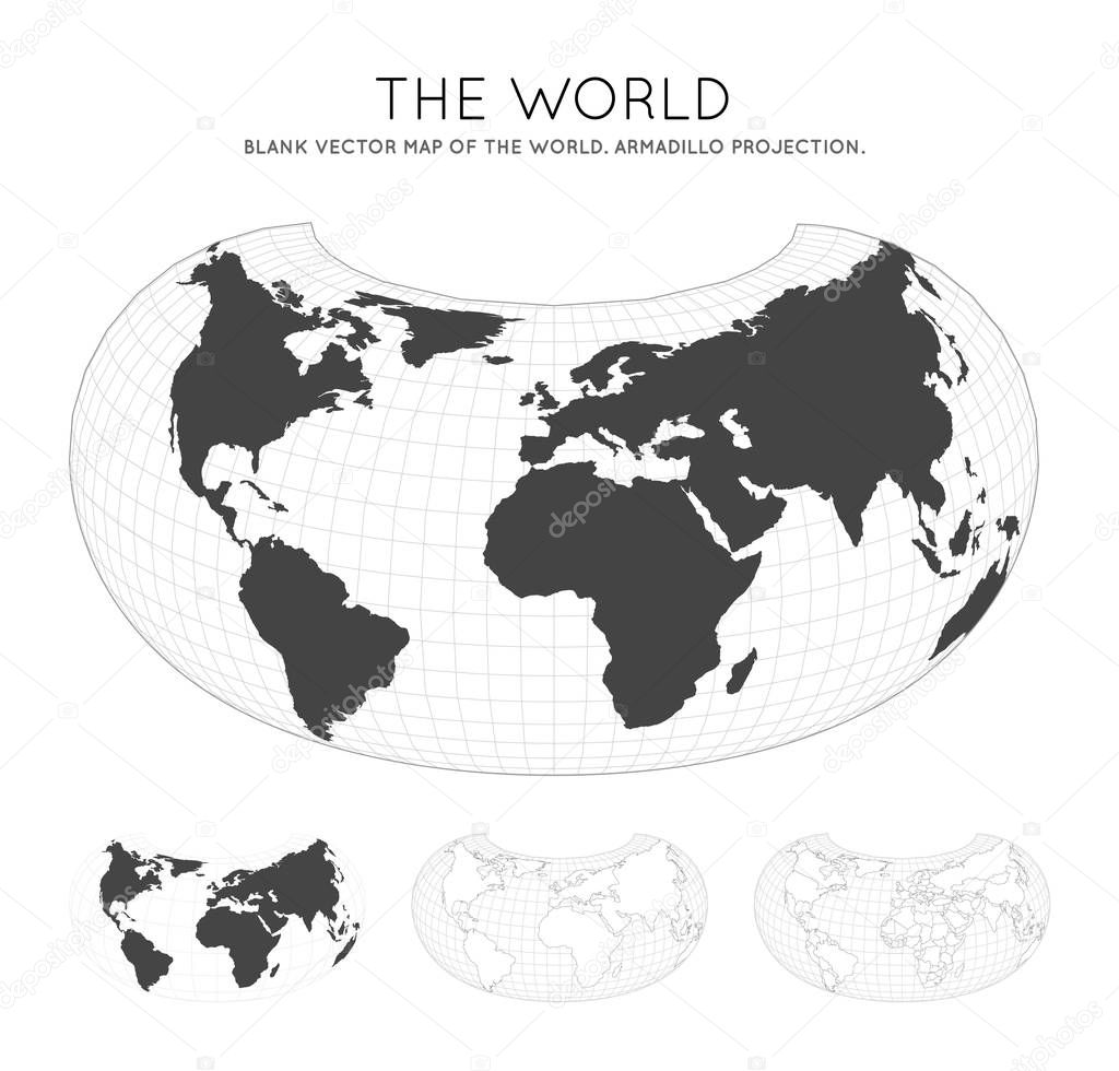 Map Of The World Armadillo Projection Globe With Latitude And Longitude Lines World Map On Meridians And Parallels Background Vector Illustration Larastock