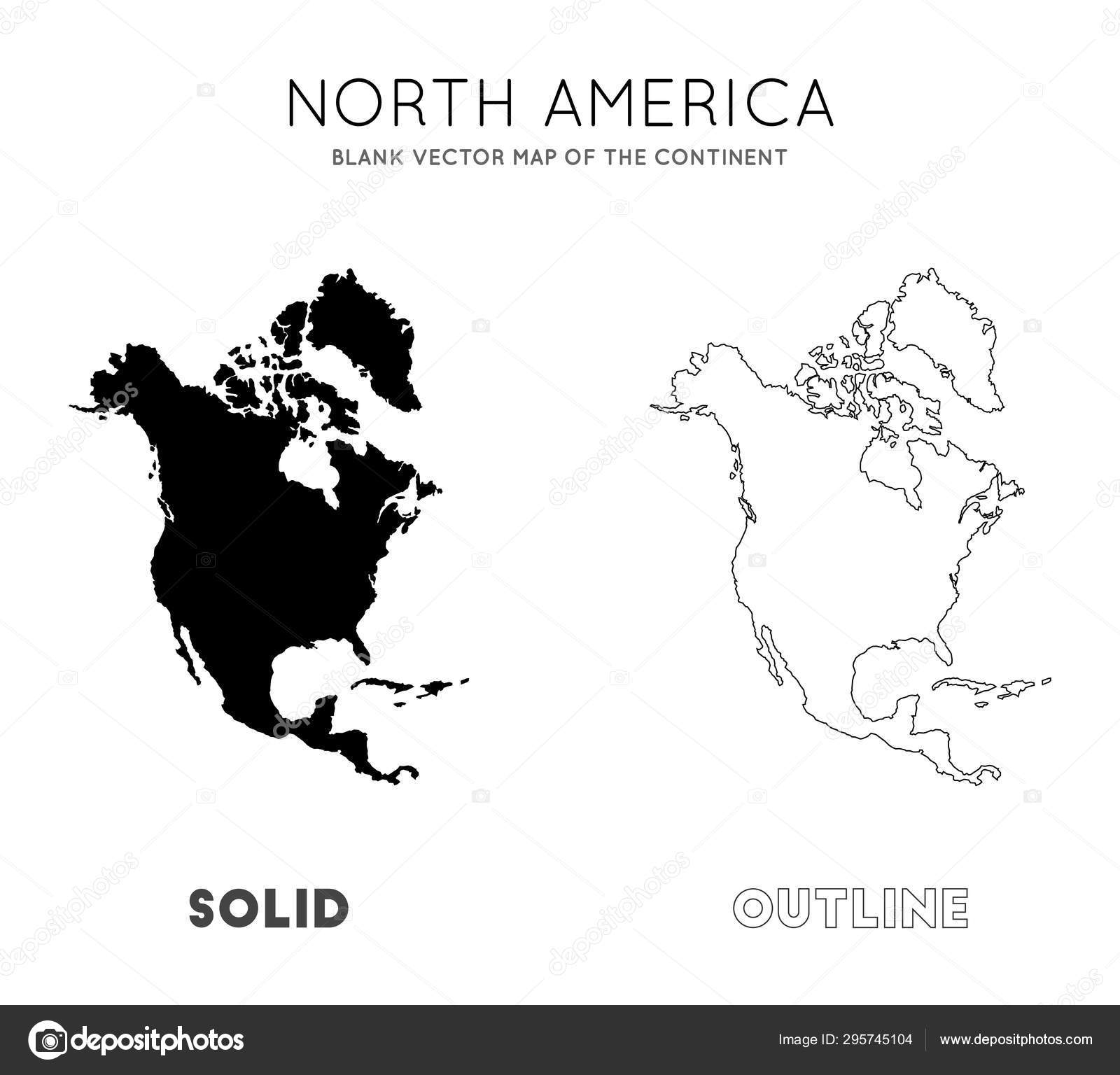 Carte de l'Amérique du Nord Carte vectorielle vierge des frontières  continentales de l'Amérique du Nord pour votre infographie Vecteur par  ©gagarych 295745104
