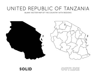 Tanzanya haritası Sizin için Tanzanya sınırları ile bölgeleri ile Ülke Boş vektör haritası