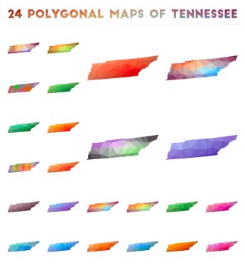 Tennessee Parlak degrade harita bize düşük poli tarzı nda vektör poligonal haritalar kümesi