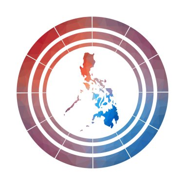 Filipinler rozeti Düşük poli tarzı Çok renkli Filipinler ülkenin parlak degrade logosu
