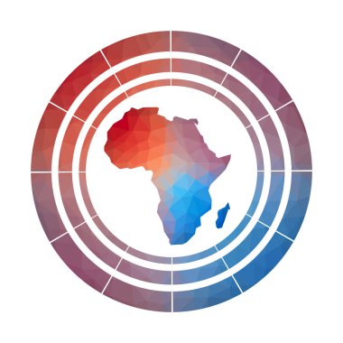Afrika rozeti Düşük poli tarzı Çok renkli Afrika yuvarlak işareti kıtanın Parlak gradyan logosu