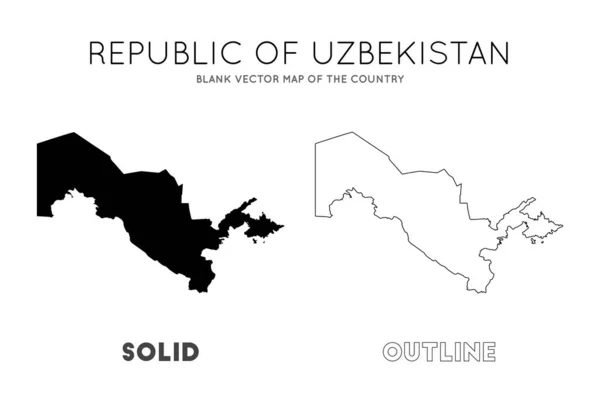 Mapa do Usbequistão Mapa vetorial em branco das fronteiras do país do Usbequistão para o seu infográfico Vetor — Vetor de Stock