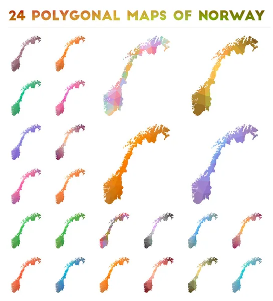 挪威矢量多边形图集 低多边形国家明亮渐变图 — 图库矢量图片