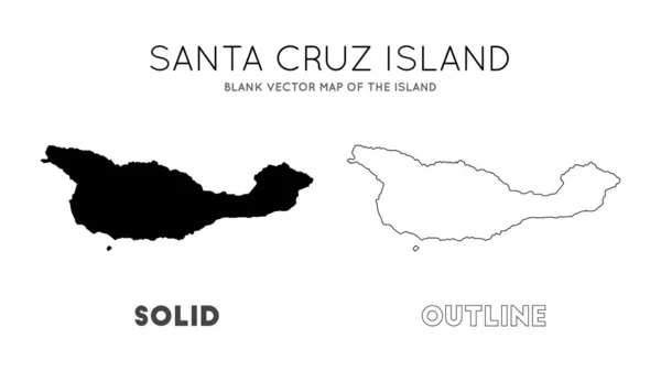 Mapa de la isla de Santa Cruz Mapa vectorial en blanco de las fronteras de la isla de Santa Cruz para su — Vector de stock