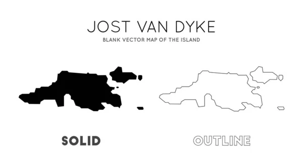 Jost Van Dyke mapa Mapa vectorial en blanco de las fronteras insulares de Jost Van Dyke para su infografía — Vector de stock