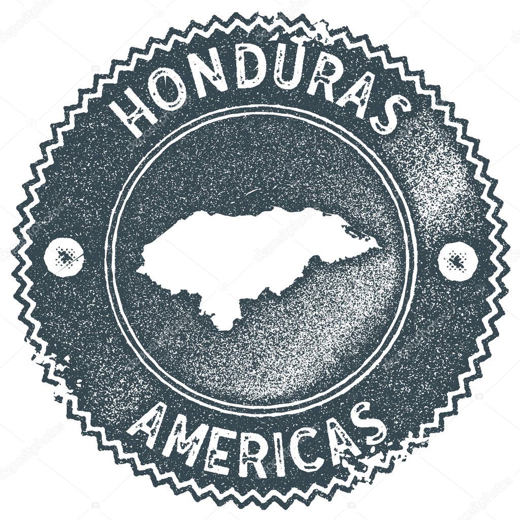 Honduras map vintage stamp. Retro style handmade label, badge or element for travel souvenirs. Dark blue rubber stamp with country map silhouette. Vector illustration.