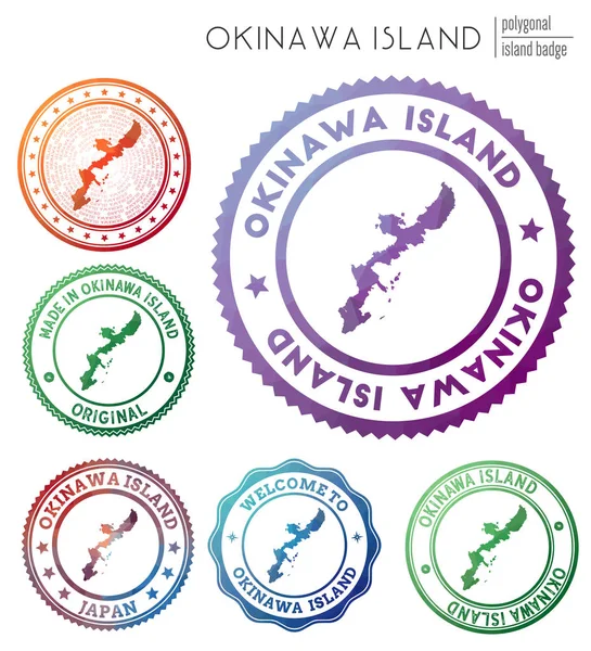 Insignia Isla Okinawa Colorido símbolo poligonal Isla Multicolor geométrico Logotipos Isla Okinawa — Vector de stock