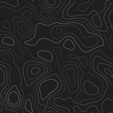 Contour lines Actual topography map Dark seamless design artistic tileable isolines pattern clipart