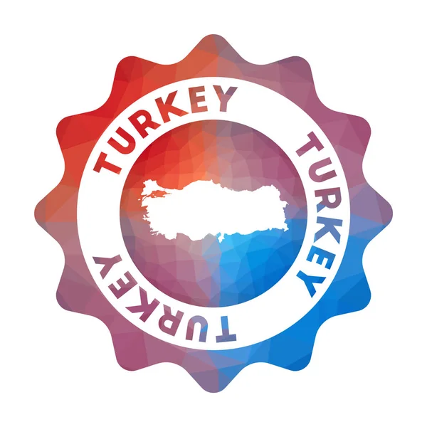Logotipo polivinílico bajo de Turquía Logotipo de viaje degradado colorido del país en estilo geométrico Multicolor — Vector de stock