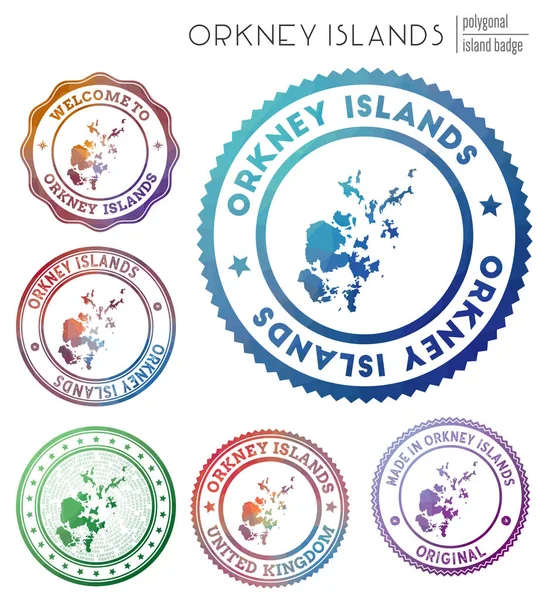 Insignia Islas Orcadas Colorido símbolo de isla poligonal Multicolor geométrico Islas Orcadas logos — Vector de stock