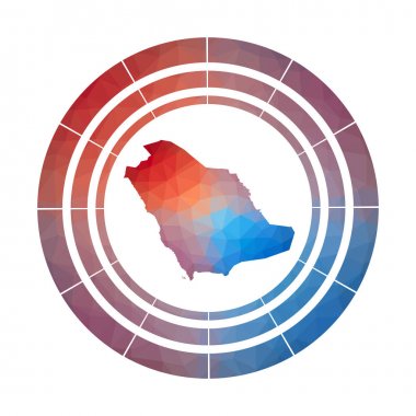 Suudi Arabistan rozeti Düşük poli tarzı Çok renkli Suudi Arabistan ülkenin parlak degrade logosu