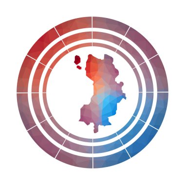 Ko Tao rozeti Düşük poli tarzı Çok renkli Ko Tao yuvarlak işareti adanın Parlak gradyan logosu