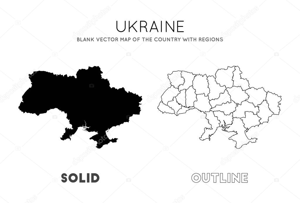 Ukraine map Blank vector map of the Country with regions Borders of Ukraine for your infographic