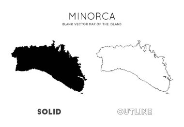 Minorca harita Infografik Vektör için Minorca Adası Sınırları Boş vektör haritası