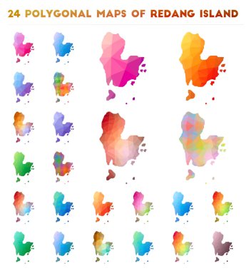 Redang Adası Düşük poli stilinde adanın parlak degrade haritası vektör poligonal haritalar kümesi