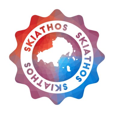 Skiathos düşük poli logo Geometrik tarzı adanın renkli gradyan seyahat logosu Multicolored