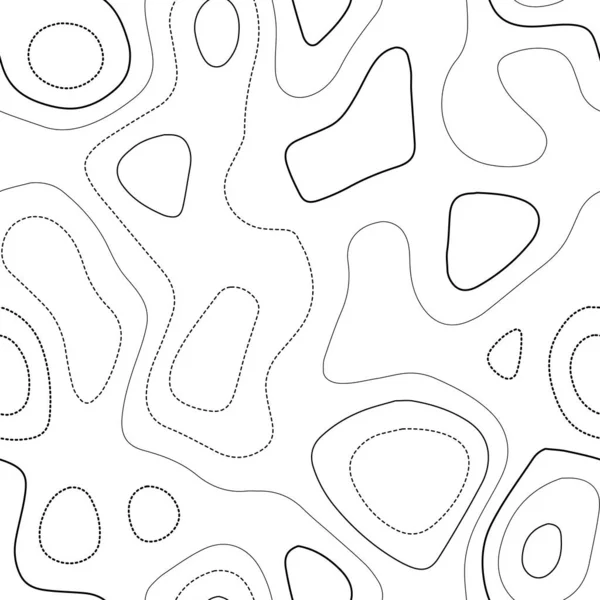 Topographie du terrain Carte topographique actuelle Isolines carrelables grandioses de conception sans couture noir et blanc — Image vectorielle