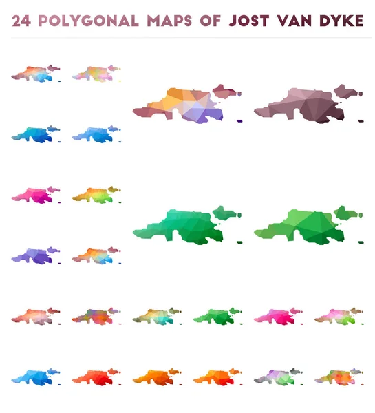 Jost Van Dyke Düşük poli stilinde adanın parlak degrade haritasıvektör poligonal haritalar kümesi — Stok Vektör