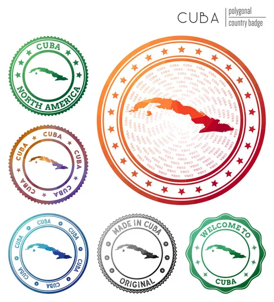 Insignia de Cuba Colorido símbolo poligonal del país Conjunto de logos geométricos multicolores de Cuba Vector — Vector de stock