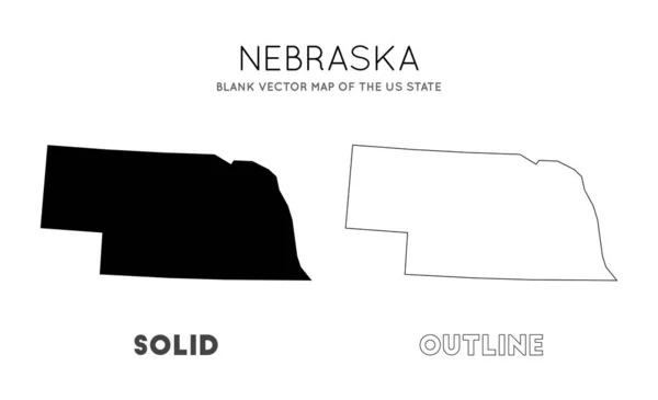 Mapa Nebrasky prázdná Vektorová mapa amerického státního hranic Nebrasky pro váš infografický vektor — Stockový vektor