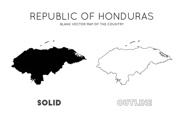 Honduras mappa Blank vector map of the Country Borders of Honduras per la tua infografica Vector — Vettoriale Stock