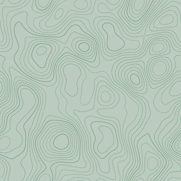 Contour lines Actual topographic map in green tones seamless design fresh tileable pattern — Stock Vector
